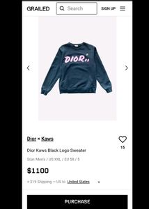 Dior x Kaws Black Logo Sweatshirt Size M