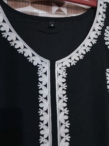 Black &amp; White Embroidered Kurti