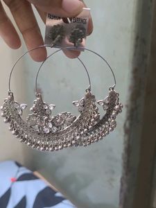 Oxidized Silver Jhumka Earrings