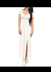 White Lace Maxi Dress with Slit