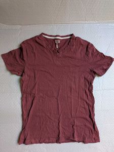 Men's Maroon V-Neck T-Shirt
