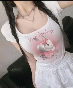 Cute Bunny Graphic Crop Top