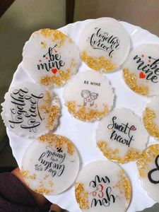 Cute Resin Coasters with Gold Flakes(pack of 1)