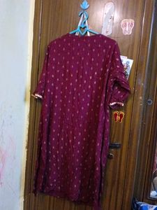 Maroon Kurta Set with Printed Pants