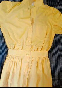 Yellow Button-Up Midi Dress