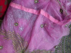 Beautiful Pink heavy stone work party' Saree