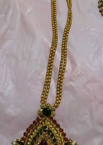 Set of Lakshmi Earrings, Necklace, Ban