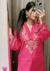 ✨ Royal Wine Embroidered Kurta Pant Set for Women