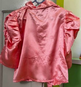 Chic Satin Blouse with Puff Sleeves