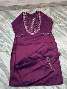 Elegant Purple Kurta Set with Embroidery