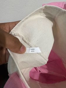 Trader Joe's Canvas Tote Bag Pink Trim