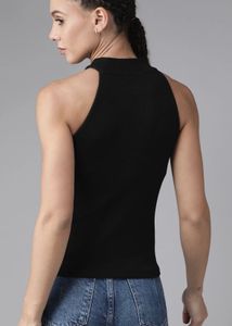 Stylish Black Cutout Neck Top