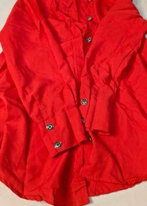 Chic Red Button-Down Shirt Dress