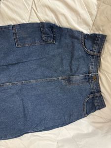 Long denim skirt with pockets
