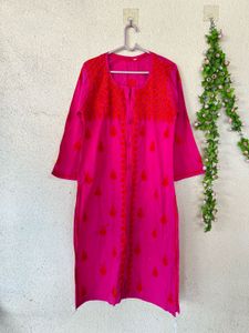 Vibrant Pink Embroidered Kurta