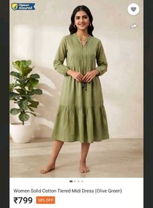 Green Tiered Midi Dress with Tassels
