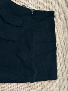 Black Cargo Mini Skirt with Zip