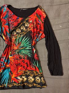 Vibrant Tropical Print Long Sleeve Top