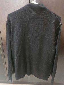 Men's Black Zippered Knit Sweater