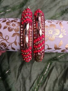 Red & Gold Beaded Bangles