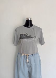 Grey T-Shirt with Sneaker Graphic