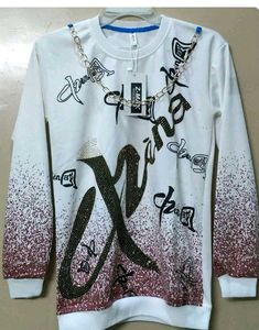 White Sweatshirt with Ombre Sleeves
