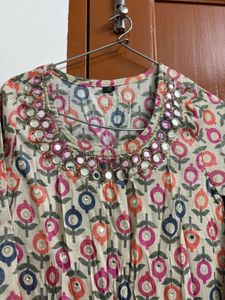 Embroidered Kurta with Mirror Work