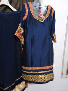 Navy Blue Lehenga Choli with Golden Embroidery