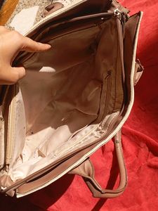 pantaloons Cream laptop handbag