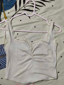 Urbanic White Lace Trim Tank Top