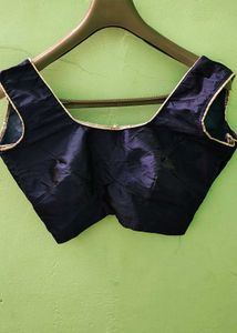 Classic Navy Blue Solid Silk Blouse – Perfect for