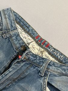 ELLE Distressed Blue Jeans with Paint Splatter
