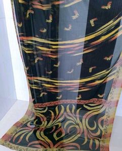 Elegant Black Saree with Golden Border