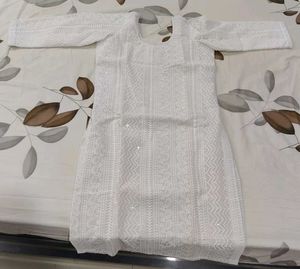 Beautiful Custom-Stitched White Chikankari Kurti