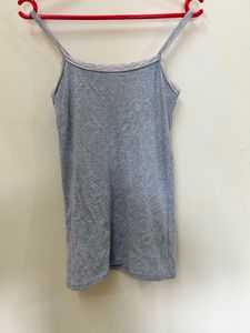 Gray Tank Top with Lace Trim