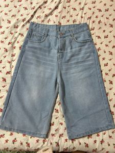 Light Wash Wide Leg Denim Culottes