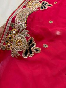 Vibrant Pink Embroidered Saree