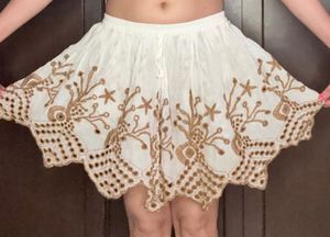 Boho Embroidered Eyelet Mini Skirt