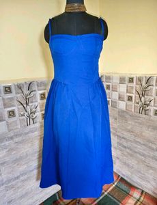 Vibrant Blue Fit &amp; Flare Midi Dress