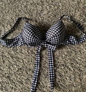 Houndstooth Print Bikini Top