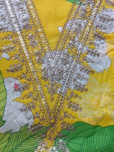 Vibrant Yellow Floral Kurta Set with Dupatta