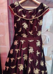 Elegant Maroon Embroidered Gown