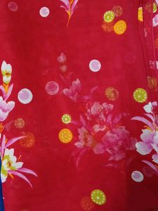 Vibrant Red Floral Saree