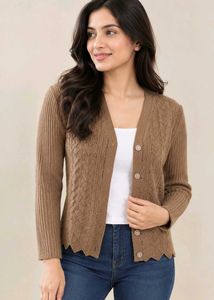 Chic Brown Knit Cardigan
