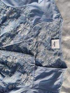 brand new(savana)patchwork blue Puff Sleeve Top