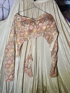 heavy gold silk lahanga choli set