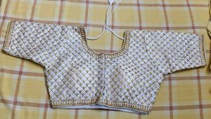Elegant White Embroidered Padded Blouse