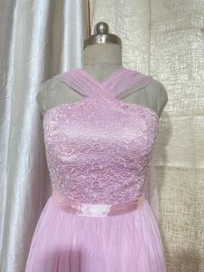 Elegant Pink Lace Gown