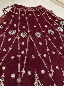 Beautiful Embroidered Maroon Skirt
