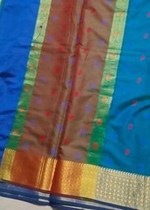 Elegant Blue Saree with Golden Border